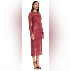 CHRISHELLE MIDI LONG SLEEVE RED DRESS
BY DONNA MORGAN